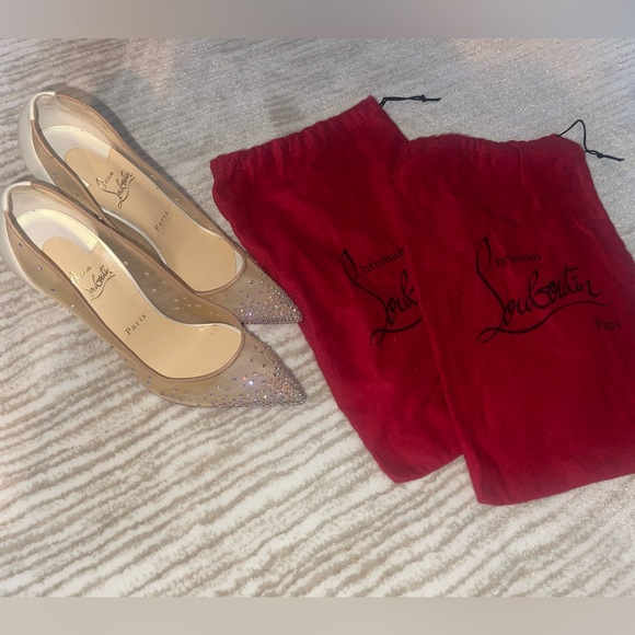 Christian Louboutin Follies 100mm Embellished Red Sole Pumps - Picture 4 of 5